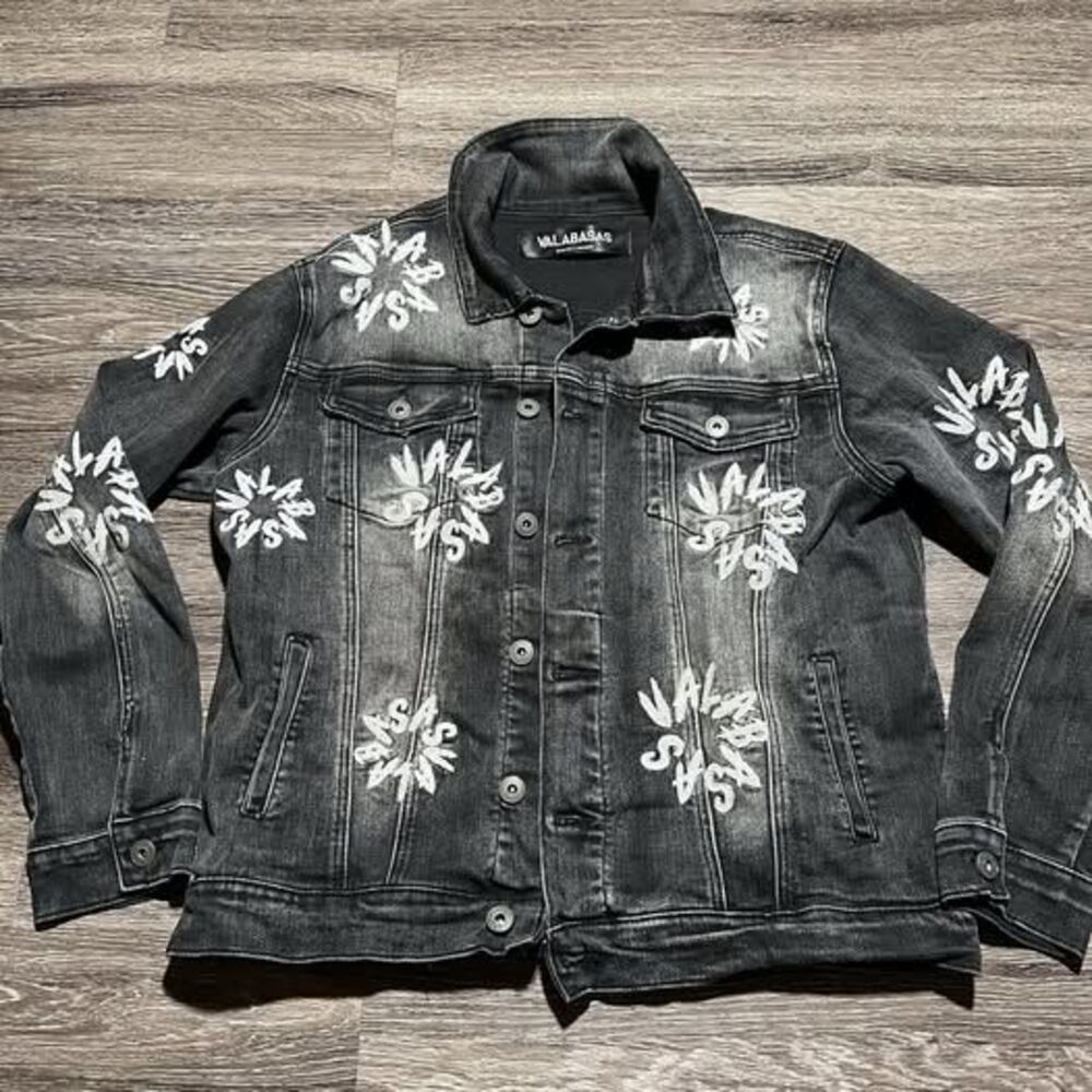 Valabasa Black Denim Jacket Womens Medium Embellished Embroidery - Picture 3 of 10